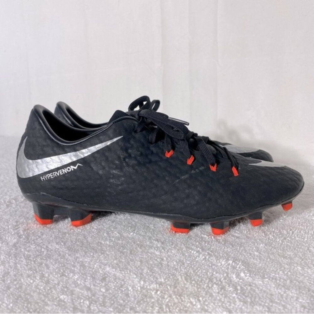 Nike Hypervenom Black W Silver Swoosh Soccer Cleats 7